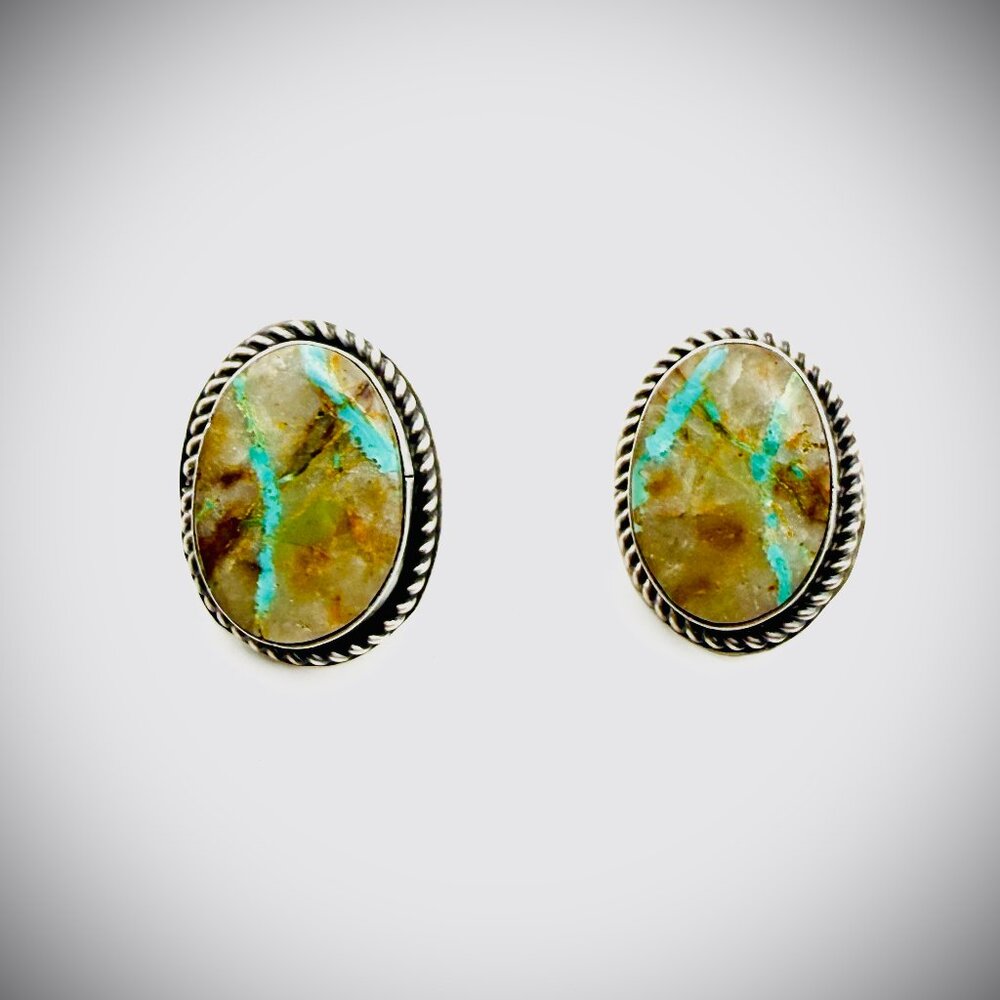 JUDITH DIXON STERLING ROYSTON RIBBON TURQUOISE POST EARRINGS